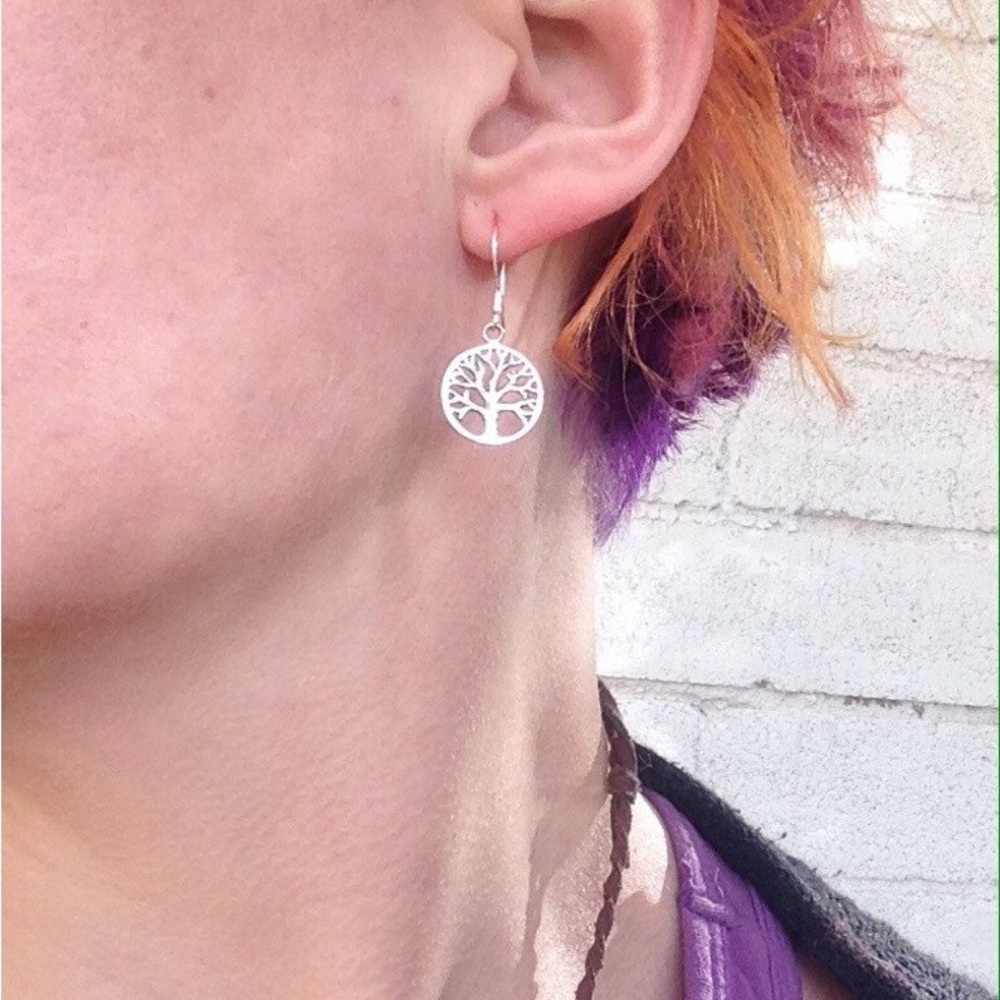 New Woman’s 925 Sterling Silver Tree Of Life Boho Handmade Drop Dangle Earrings - Picture 12 of 16